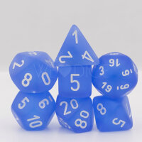 Frosted Polyhedral Blau / weiß 7-Würfel Set